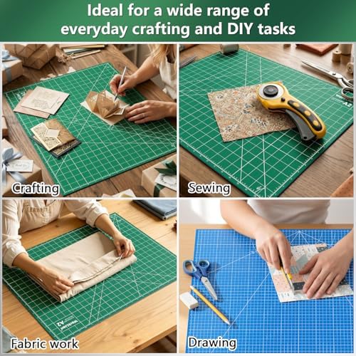 WORKLION 18'' x 24'' Large Self Healing PVC Cutting Mat, Double Sided, Gridded Rotary Cutting Board for Craft, Fabric, Quilting, Sewing, Scrapbooking - Art Project… (Pack of 2)
