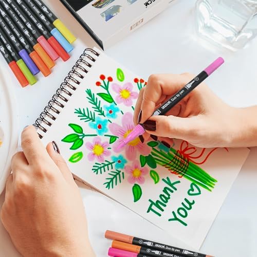 ZSCM 80 Colors Markers for Adult Coloring Books No Bleeding - Duo Tip Pens | Fine & Brush Coloring Marker for Adult Calligraphy, Illustration, Cards Drawing, Note taking Lettering, Journaling