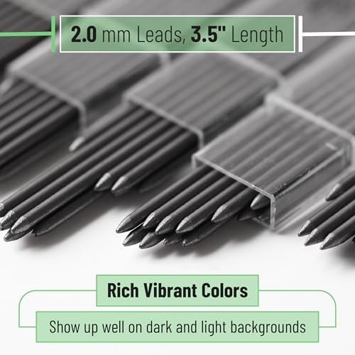Mr. Pen- 2.0 mm Lead Refills, 48 Pack (12 per Tube), Black, 90 mm Length