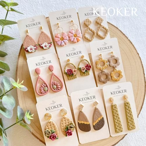 KEOKER Polymer Clay Texture Roller, Polymer Clay Roller for Making Earrings, Like Polymer Clay Texture Sheets, Great Work with Polymer Clay Cutters (Sandpaper Texture)