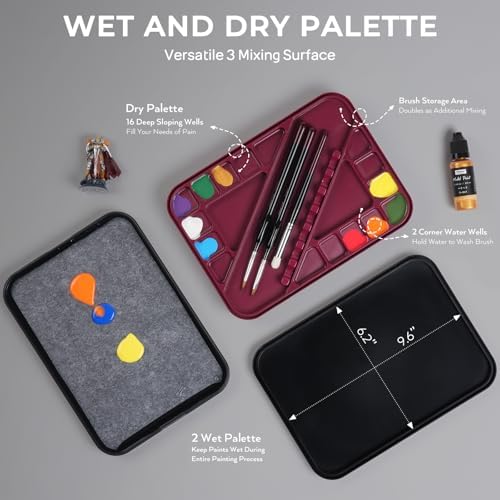 Nicpro All-in-One Miniature Painting Kit with 18 Model Paints & Wet Palette