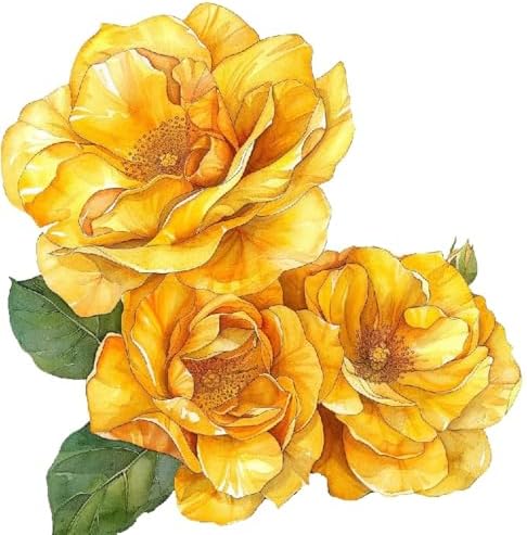 MAKTEM Japanese Yellow Rose Flower Car Sticker, Floral Oriental Rose Vinyl Bumper Sticker, Beautiful Yellow Flower, Car, Case, Laptop, Waterbottle
