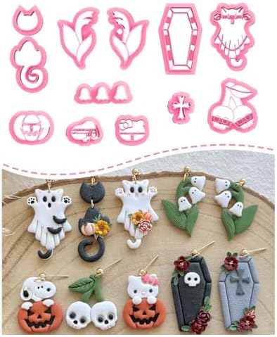 Keoker Halloween Polymer Clay Cutters - 12 Shapes Halloween Pumpkin Clay Earring Cutters