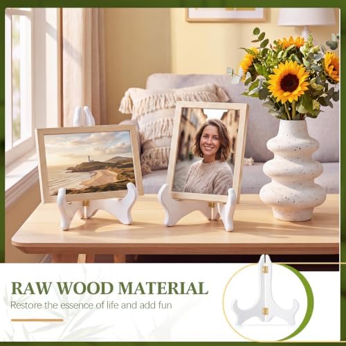 Tatuo 4 Packs Wooden Display Stand Plate Holder Easels,White,7 Inch