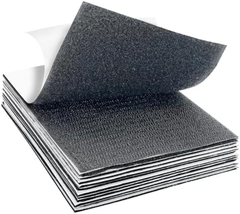 12 Sets - 4x6 inch Square Hook and Loop Tapes, Fabrics Nylon, Black