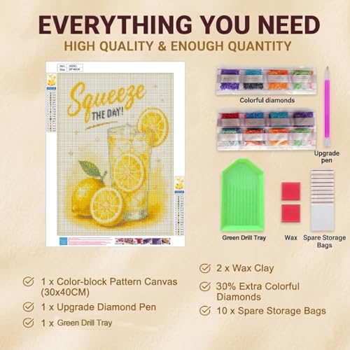 Lemon Diamond Art Kits for Adults, Squeeze The Day Diamond Painting Kit