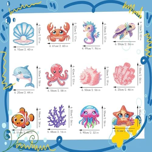 12 PCS Diamond Art Keychain Kits, DIY Diamond Painting Crafts, Beginner Art Kit, Arts & Crafts Gift