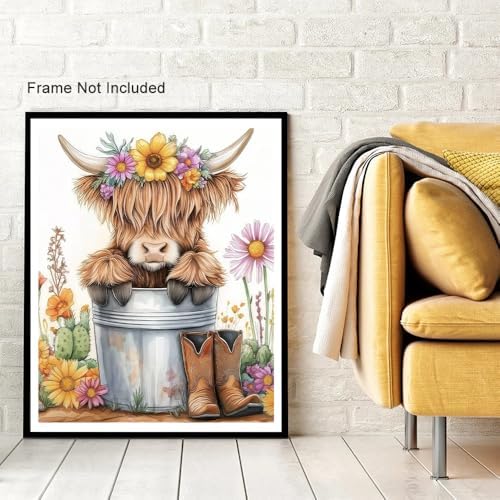 Natuyalo Highland Cattle Paint by Numbers Kits for Adults - Yak Flowers Paint by Number Adult, Animals Canvas Paint by Numbers for Adults, DIY Acrylic Painting Kits for Gifts Home Decor 16x20 inch