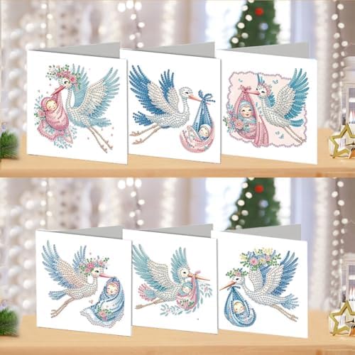 DDGYP 6 PCS Diamond Art Painting Greeting Cards with Envelopes,5.9x11.81In
