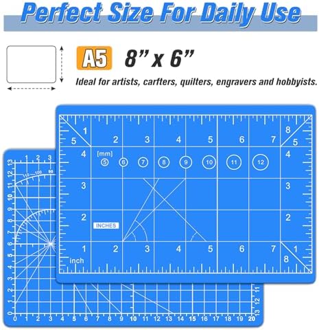 DIYSELF 8in×6in Cutting Mat, Self Healing Cutting Mat, A5 Craft Mat | A5 Cutting Mats for Sewing Hobby Fabric Project, 5-Ply Craft Cutting Board Double Sided, Craft Mat, Quilting Cutting Mats