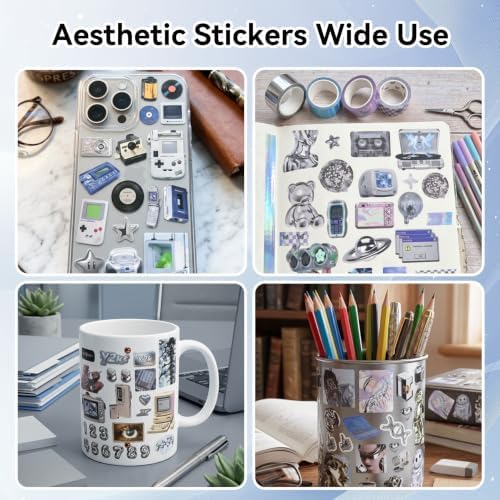 30 Sheets 600+ Pcs Vintage Cyberpunk Stickers Book for Journal Scrapbook