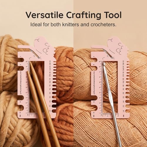 Crochet Gauge Measuring Tool,2026 New Knitting Needle Gauge Sizer,Crochet Hooks & Spinner Yarn Gauge Swatch Ruler Sweater Measuring Tool for Weaving, Crafting (3 PCS)