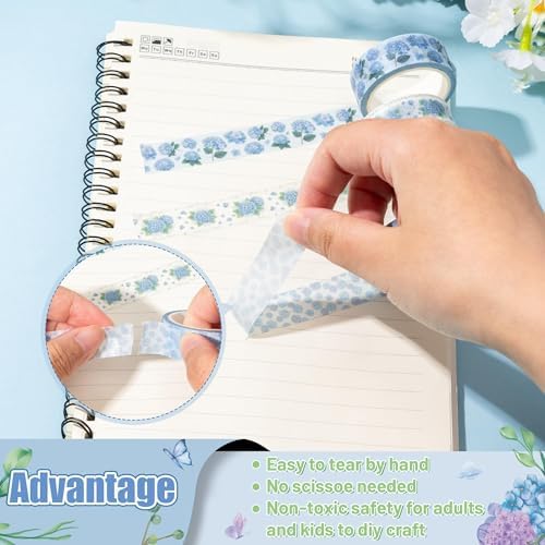 12 Rolls Watercolor Hydrangea Washi Tape forSpring Arts DIY Craft