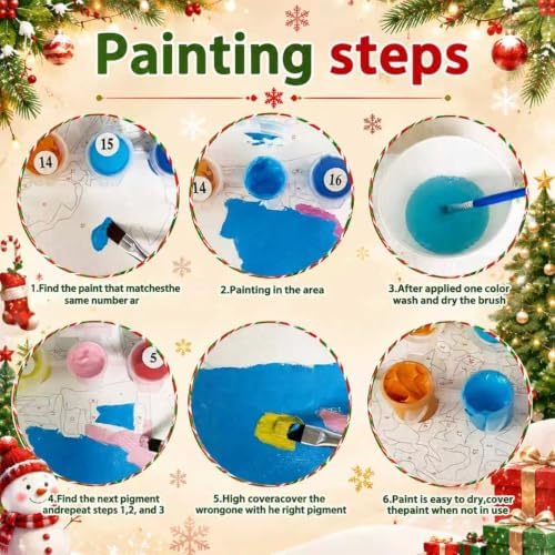 WULINHUAFA Christmas Paint by Numbers Adults Beginner 16x16 Inch | Bookstore Adult Paint by Number Kits, DIY Acrylic Oil Easy Painting by Numbers for Gifts Home Wall Decor Without Frame