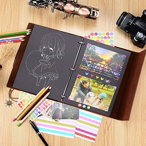 ZEEYUAN Leather Scrapbook Photo Album 60 Pages Vintage Travelling Journal Scrapbook Album DIY Photo Album, World Map Scrap Book Our Adventure Book Memory Photo Book Scrapbook Supplies