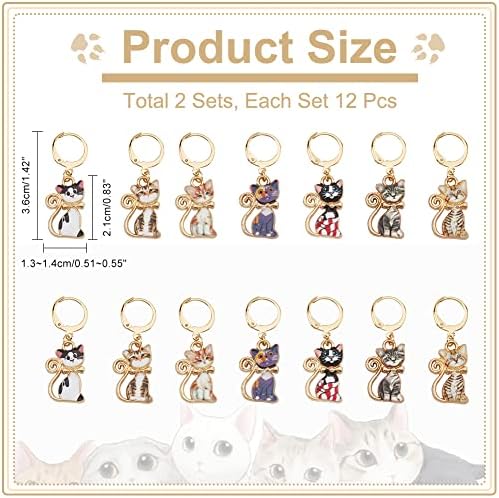 NBEADS 28 Pcs Cat Charm Stitch Markers, 7 Styles Alloy Enamel Cute Cat Crochet Charms Removable Locking Stitch Marker with 304 Stainless Steel Clasp for Sewing Accessories Quilting Jewelry