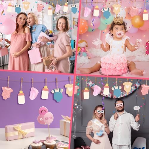 Baby Shower 30Pcs Unfinished Wooden Gift Ornaments DIY Craft Present Paintable Blank Natural Onesie Bottle Footprint Cutouts Hanging Wood Slices for Party Supplies