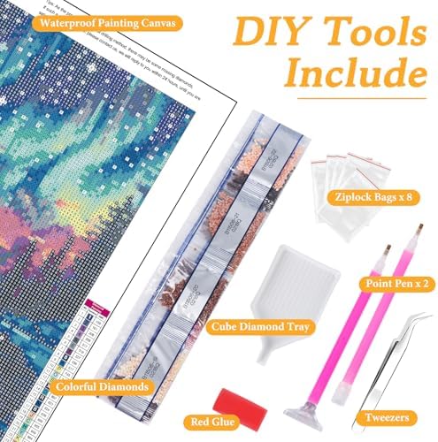 Diamond Art Kits for Adults & Beginners, Aurora Diamond Painting Kit