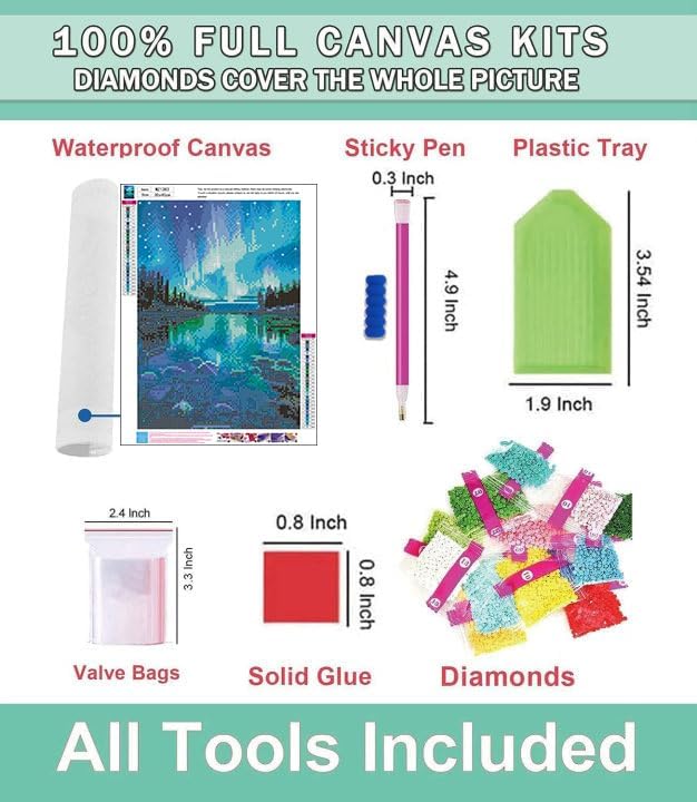 Lophomie Diamond Art Kits for Adults, Northern Lights Diamond Painting Kits