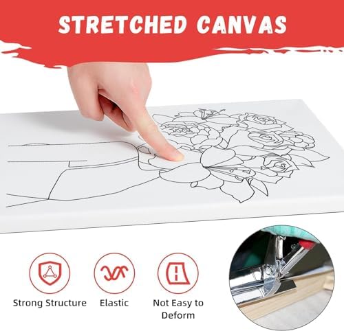 HAGUDAMU 3 Pack Flower Girl|Pre Drawn Canvas for Painting for Adults Paint and Sip Party Supplies Canvas Painting Kits Stretched Canvas to Paint Games Ladies Night Flowers Girl Art Set(8x10)