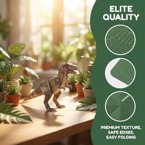 Origami Paper Kit DIY Dinosaur - 50 Sheets Origami Paper for Folding Cute Dinosaur Figures, Fun Creative Craft for Adults, Art Desk Decor and Gift for Origami Lovers