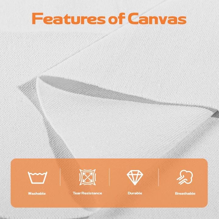 10oz Natural Cotton Blend Canvas Fabric, Duck Canvas Fabric, 60'' Wide for Arts & Crafts, Painting, Handmade Home Decor (White, 3 Yard)