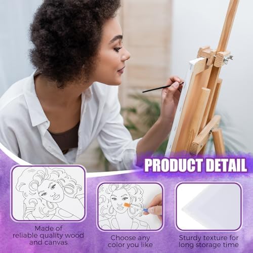 Sherr 20 Pcs Pre Drawn Canvas Vintage Afro Queen for Painting for Adults