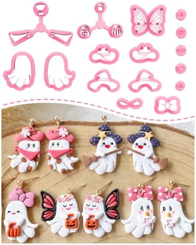 Keoker Cute Ghost Clay Cutters for Polymer Clay Jewelry, Halloween Polymer Clay Cutters Ghost, Fall Clay Earring Cutter
