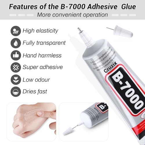 B7000 Jewelry Bead Glue for Jewelry Making, Crystal Clear Glue 3.7 fl oz B7000+Plus Multipurpose Super Adhesive Glue for Rhinestone Crafts Fabric Metal Stone Nail Art Wood Glass (110 ml/ 3.7oz)