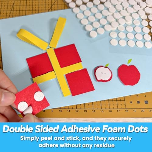 Tikfoam 1000Pcs Double Sided Adhesive Foam Dots, 2mm and 1mm Thick Tape for Craft, Card Making, Marked Candles, Scrapbook, Poster and DIY Projects
