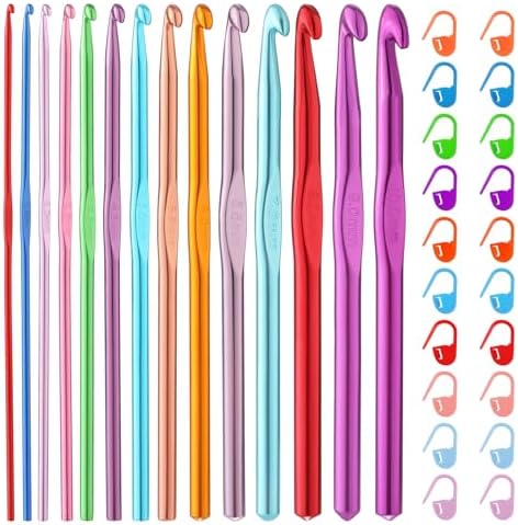 Mayboos 35 Pcs Crochet Hooks Set, Colorful Metal Crochet Hooks 2.0mm~10.0mm