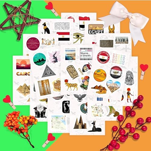 100Pcs Egypt Stickers for Water Bottle and Laptop - Egyptian Party Supplies & Decorations, Waterproof Vinyl Decals, Ancient Egypt History Stickers, Gifts for Women & Men