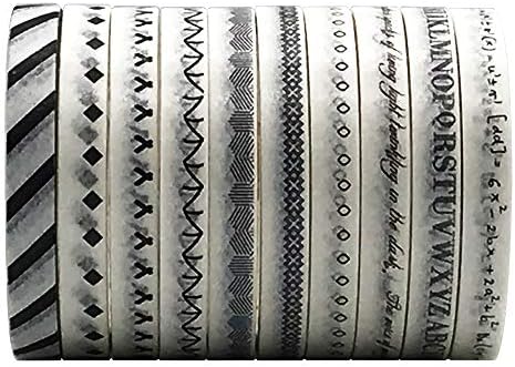 5mm Wide Slim Washi Tapes Set,10 Rolls Minimalist Black White Style Japanese Masking Decorative Tapes for Bullet Journal Planners DIY Decor Crafts Arts Scrapbooking Adhesive