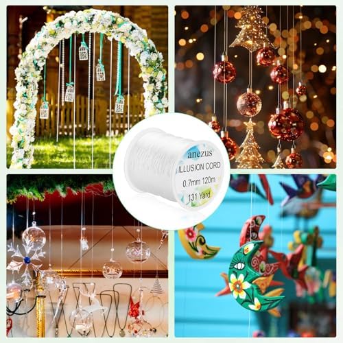 Anezus Fishing Wire for Hanging, Clear Fishing Line Invisible String Strong Monofilament Line for Hanging Decorations and Crafts