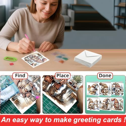 LSQFS Diamond Painting Christmas Greeting Cards 6 Pack with Envelopes