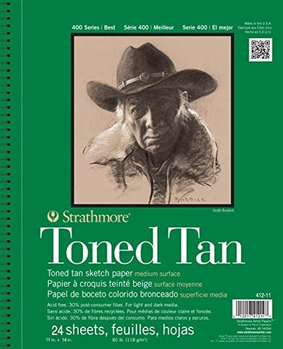 Strathmore 400 Series Wire Bound Toned Sketch Pad, 80 lb. Paper, 11 X 14 inches, Tan, 50 Sheets (412-11)
