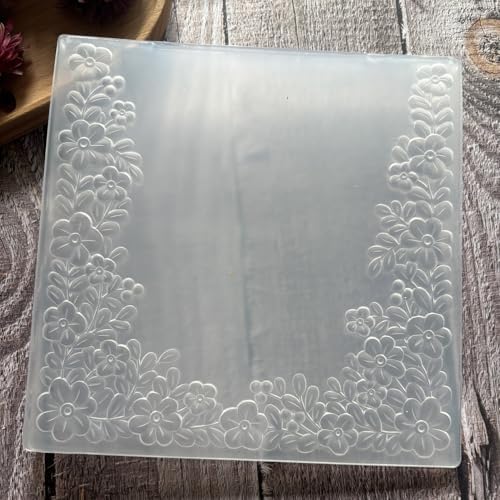 Corner Floral Vine 3D Embossing Folder, Flower Leaf Border Textured Plastic Stencil for DIY Scrapbooking Card Making Paper Crafts