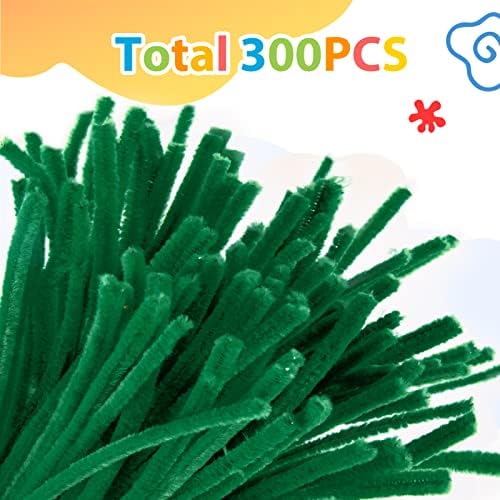 Caydo Dark Green Pipe Cleaners, 6mm x 12inch, 300 Pieces