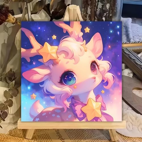 XTCIXAL Paint by Numbers Kit for Kids with Frame, Deer, 8X8 inch