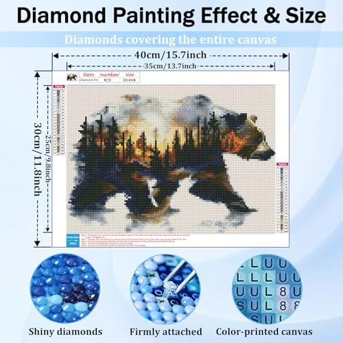 XTCIXAL Bear Diamond Painting, Diamond Art Kits for Adults, 12x16 Inch