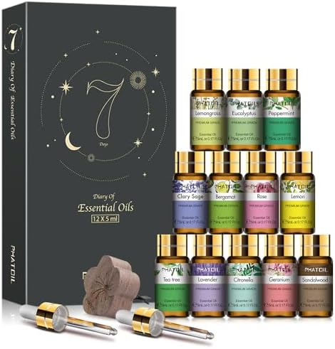 PHATOIL Essential Oil Set for Skin Care, Aromatherapy, Diffuser