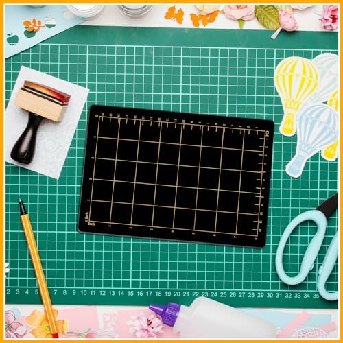 Copkim 4 Shims 6'' x 9" Magnetic Shim with Card Size Grids Die Cutting Machine Accessories Black Embossing Machine Pads for Die Cutter