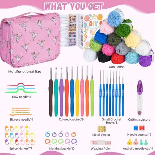GMAK Crochet Kit for Beginners Adults, All in One Crochet Set Include Yarns