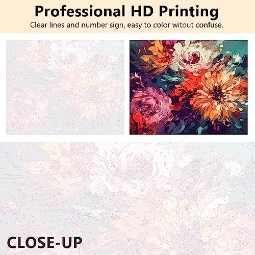 TUMOVO Paint by Number, Flowers Paint by Numbers for Adults Beginner, Chrysanthemum Oil Painting by Numbers on Canvas, Modern Painting Kit with Brushes and Pigment, 16x20 Inch