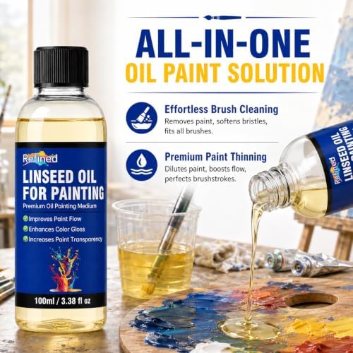 Odorless Mineral Spirits 100ml, Premium Paint Thinner for Oil Painting, Effective Oil Paint Brush Cleaner for Artists, Students, Studio & Classroom Oil Painting Supplies