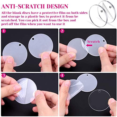 Audab Acrylic Keychain Blanks - 108 Clear Keychain Pieces for Vinyl Kit Including Acrylic Blanks, Rings for DIY Keychains, Crafting & Vinyl Projects