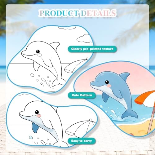 12 Packs Summer Pre Drawn Canvas to Paint, Ocean Pre Printed Canvas for Painting, Pre Stretched Canvas Outline Painting Boards for Beginners, Students, Party Favors 4 * 4inch
