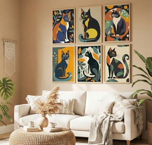 Jethami 6 Pack Cute Cat Paint by Numbers Kit for Adults 8 x12in | Easy to piant for beginners, Diy art craft, Relaxing & Stress relief, High definition canvas, Home wall decor, Vivid colors