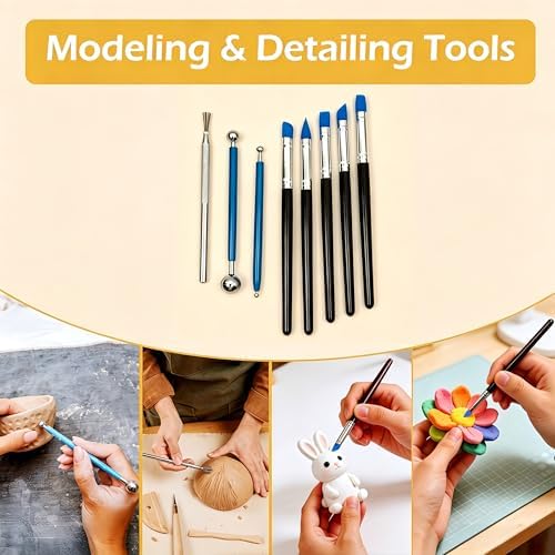 DaChihSheng 27 Pcs Clay Tools Kit Pottery Tools Polymer Clay Sculpting Tools Kit for Carving Air Dry Clay Tools Set for Adults Clay Sculpting Tools Ceramic Tools Graving Tools use for DIY Handicraft