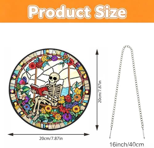 Halloween Skull Hanging Diamond Art Kits for Adults, Pendant Suncatcher